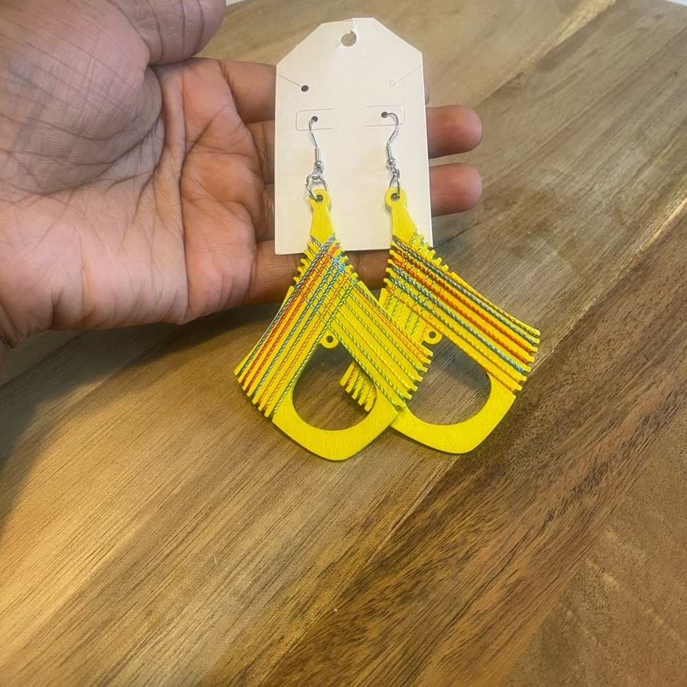 Yellow Geometric Statement Earrings
